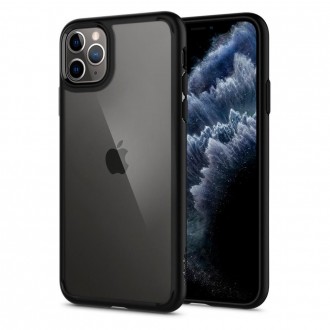 Skaidrus tvirtas Spigen dėklas juodais kraštais "Ultra Hybrid" telefonui Apple Iphone 11 Pro 