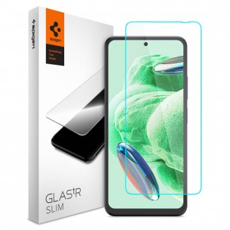 Skaidrus apsauginis grūdintas stiklas (2vnt)"Spigen Glas.Tr Slim 2-Pack" telefonui Xiaomi Redmi Note 12 5G / Poco X5 5G 