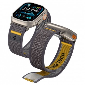 Pilkas tekstilinis dirželis "Spigen Athlex Air" laikrodžiui Apple Watch 6 / 7 / 8 / 9 / 10 / SE / ULTRA 1 / 2 (44 / 45 / 46 / 49 MM)