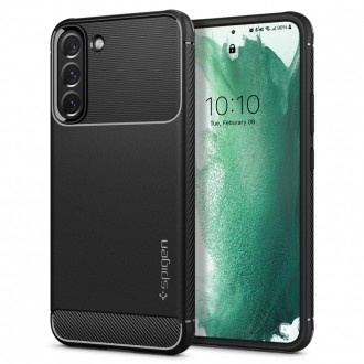 Juodas tekstūrinis dėklas "Spigen Rugged Armor" telefonui Galaxy S22 Plus