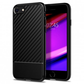 Juodas, išskirtinės tekstūros dėklas "Spigen Core Armor" telefonui iPhone 7 / 8 / SE 2020 / 2022