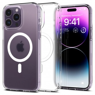 Itin tvirtas pusiau skaidrus dėklas "Spigen Ultra Hybrid Mag Magsafe Frost Clear" telefonui iPhone 14 Pro Max