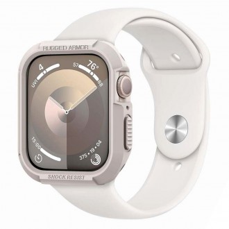 Smėlio spalvos dėklas "Spigen Rugged Armor" laikrodžiui Apple Watch 4 / 5 / 6 / 7 / 8 / 9 / SE (44 / 45 MM)