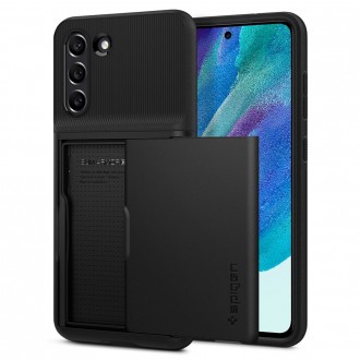 Juodas dėklas su skyriumi kortelėms "Spigen Slim Armor CS" telefonui Galaxy S21 FE