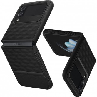 Juodas 3D dizaino dėklas, "Spigen Caseology Parallax" telefonui Galaxy Z Flip 4