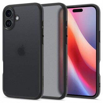 Itin tvirtas pusiau skaidrus juodos spalvos dėklas "Spigen Ultra Hybrid" telefonui Apple iPhone 16 