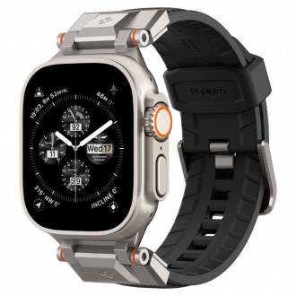 Juoda ayrankė su titano spalvos detalėmis „Spigen DuraPro Armor" laikrodžiui Apple Watch 6 / 7 / 8 / 9 / 10 / SE / ULTRA 1 / 2 (44 / 45 / 46 / 49 MM) 