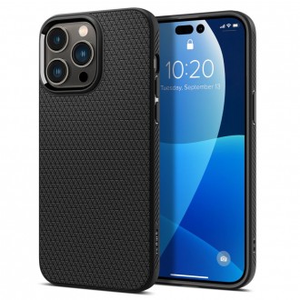 Juodas originalios tekstūros dėklas "Spigen Liquid Air" telefonui iPhone 14 Pro Max