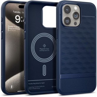 Mėlynas 3D dizaino dėklas "Spigen Caseology Parallax Mag Magsafe" telefonui iPhone 15 Pro Max
