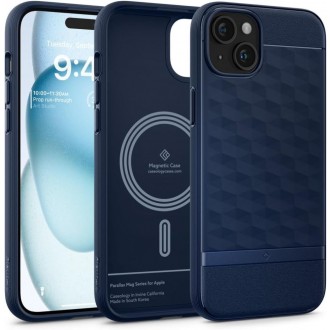 Mėlynas 3D dizaino dėklas "Spigen Caseology Parallax Mag Magsafe" telefonui iPhone 15 
