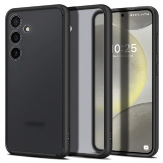 Itin tvirtas pusiau skaidrus dėklas juodais kraštais "Spigen Ultra Hybrid Frost Black" telefonui Samsung Galaxy S24