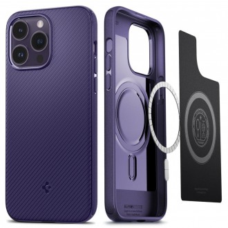 Purpurinės originalios matinės tekstūros dėklas "Spigen Mag Armor" telefonui iPhone 14 Pro Max