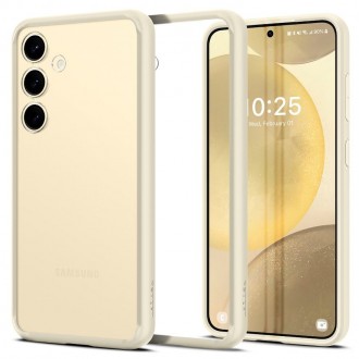 Itin tvirtas skaidrus dėklas kreminės spalvos kraštais "Spigen Ultra Hybrid" telefonui Samsung Galaxy S24 
