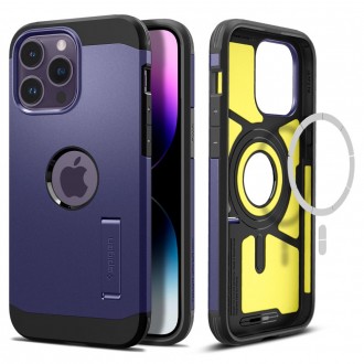 Purpurinis dviejų sluoksniu dėklas/stovas "Spigen Tough Armor Mag Magsafe" iPhone 14 Pro Max