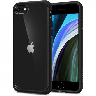 Skaidrus dėklas juodais kraštais "Spigen Ultra Hybrid" telefonui Apple iPhone 7 / 8 / SE 2020 / SE 2022