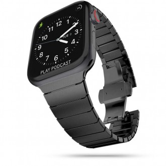 Vyriška juoda apyrankė Tech-Protect "Linkband" laikrodžiui Apple Watch 4 / 5 / 6 / 7 / 8 / 9 / SE / ULTRA 1 / 2 (42 / 44 / 45 / 49 MM) (sunki)