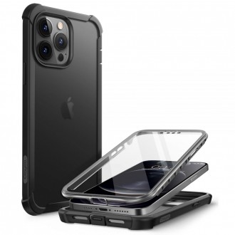 Juodas itin saugus ir tvirtas dviejų dalių dėklas "Supcase Clayco Forza" telefonui iPhone 13 Pro Max
