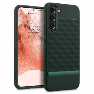 Tamsiai žalias 3D dizaino dėklas, "Spigen Caseology Parallax" telefonui Samsung Galaxy S22