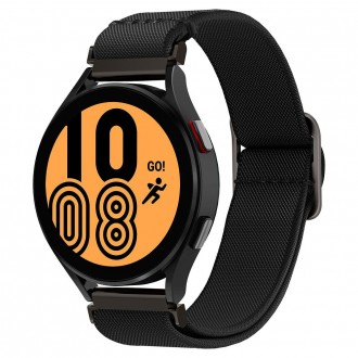 Juodas tekstilinis dirželis "SPIGEN FIT LITE" laikrodžiui Samsung Watch 4 / 5 / 5 PRO 6 (40 / 42 / 44 / 45 / 46 MM)
