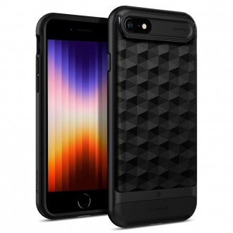 Juodas 3D dizaino dėklas, "Spigen Caseology Parallax" telefonui iPhone 7 / 8 / SE 2020 / 2022