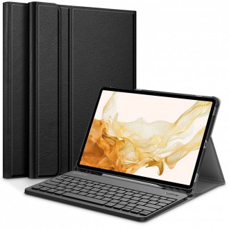 Juodas atverčiamas dėklas su klaviatūra Tech-Protect "SC Pen + Keyboard" planšetei Samsung GALAXY TAB A8 10.5 X200 / X205