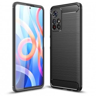 Juodas dėklas "TECH-PROTECT TPUCARBON" telefonui Xiaomi Redmi Note 11S 5G / Poco M4 PRO 5G