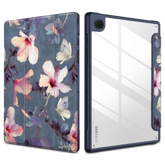 Gėlėtas/Skaidrus atverčiamas dėklas "Tech-Protect Smartcase Hybrid" skirtas Galaxy TAB A8 10.5 X200 / X205