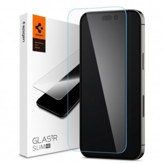 Skaidrus apsauginis grūdintas stiklas "Spigen Glas.Tr Slim" telefonui iPhone 14 Pro 
