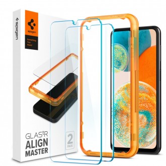 Apsauginis Stiklas Su Montavymo Rėmeliu "SPIGEN ALM GLAS.TR 2-PACK" telefonui Galaxy A23 5G / LTE