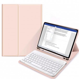 Rožinis atverčiamas dėklas su klaviatūra TECH-PROTECT SC PEN + KEYBOARD skirtas iPad 10.9 2022