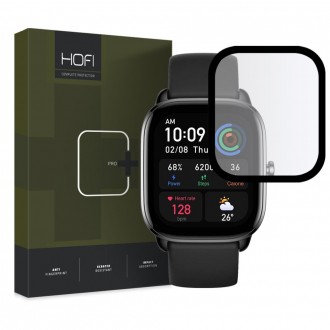 Apsauginis grūdintas stiklas juodais krašteliais "Hofi Hybrid Glass" laikrodžiui Amazfit GTS 4 MINI