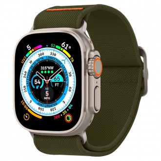 Khaki spalvos tekstilinis dirželis "Spigen Fit Lite Ultra" laikrodžiui Apple Watch 4 / 5 / 6 / 7 / 8 / 9 / SE / ULTRA 1 / 2 (42 / 44 / 45 / 49 MM)