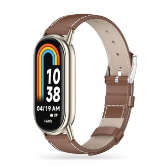Šviesiai ruda apyrankė "Tech-Protect Leatherfit" laikrodžiui Xiaomi Smart Band 8 / 8 NFC