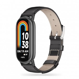 Juoda apyrankė "Tech-Protect Leatherfit" laikrodžiui Xiaomi Smart Band 8 / 9 / NFC