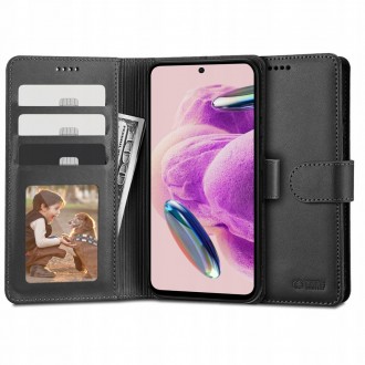 Juodas atverčiamas dėklas "Tech-Protect Wallet" telefonui Xiaomi Redmi Note 12S