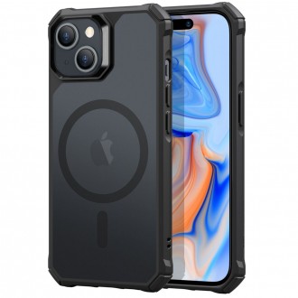 Permatomas/matinis dėklas juodais kraštais "Esr Air Armor Halolock Magsafe" telefonui iPhone 15