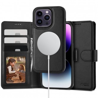 Juodas atverčiamas dėklas "Tech-Protect Wallet Magsafe" telefonui iPhone 15 Pro Max