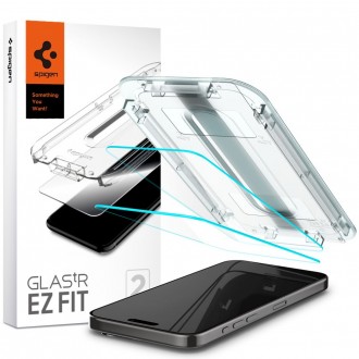 Apsauginis stiklas "Spigen Glas.Tr ”EZ FIT” (2-vnt) su montavymo rėmeliu telefonui iPhone 15 Pro