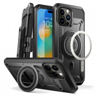 Juodas itin tvirtas dėklas/stovas "Supcase UB Pro Mag Magsafe" telefonui iPhone 15 Pro Max