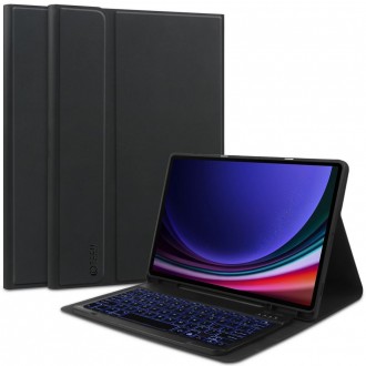 Juodas atverčiamas dėklas su klaviatūra "Tech-Protect SC Pen + Keyboard" skirtas Galaxy Tab S9 FE+ Plus 12.4 X610 / X616B