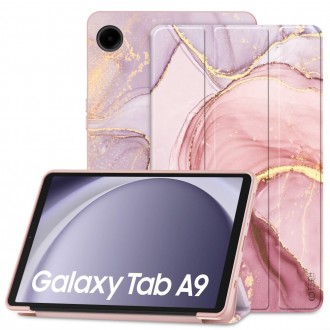 Rožinis/Marmuro efekto atverčiamas dėklas "Tech-Protect Smartcase Marble" skirtas Galaxy Tab A9 8.7 X110 / X115