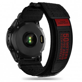 Juodos spalvos tekstilinis dirželis "Tech-Protect Scout Pro" laikrodžiui Garmin Fenix 5 / 6 / 6 PRO / 7 