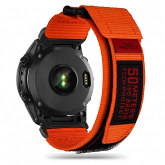 Oranžinės spalvos tekstilinis dirželis "Tech-Protect Scout Pro" laikrodžiui Garmin Fenix  5 / 6 / 6 PRO / 7