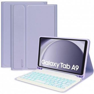 Alyvinės spalvos atverčiamas dėklas su klaviatūra "Tech-Protect SC Pen + Keyboard" skirtas Galaxy Tab A9 8.7 X110 / X115