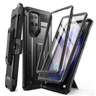 Juodas itin tvirtas dviejų dalių dėklas "Supcase Unicorn Beetle Pro 2-SET" telefonui Samsung Galaxy S24 Ultra