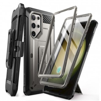 Pilkas itin tvirtas dviejų dalių dėklas "Supcase Unicorn Beetle Pro 2-SET" telefonui Samsung Galaxy S24 Ultra