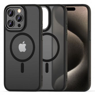 Juodos spalvos permatomas/matinis dėklas "Tech-Protect Magmat ”2” Magsafe" telefonui iPhone 15 Pro Max