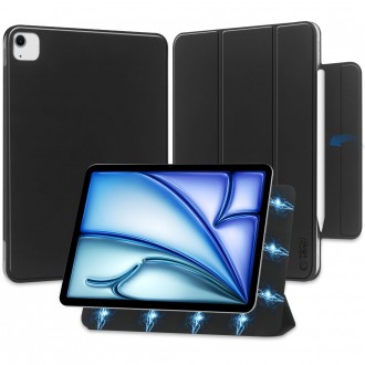 Juodas atverčiamas dėklas "Tech-Protect Smartcase Magnetic" planšetei iPad Air 13 2024