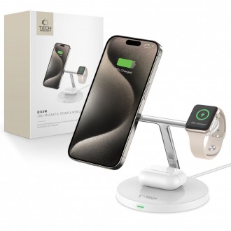 Balta belaidė įkrovimo stotelė "Tech-Protect QI15W-A35 Magnetic Magsafe Wireless Charger" 