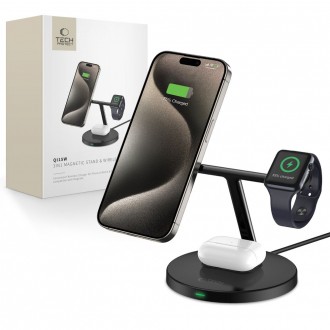 Juoda belaidė įkrovimo stotelė "Tech-Protect QI15W-A35 Magnetic Magsafe Wireless Charger" 